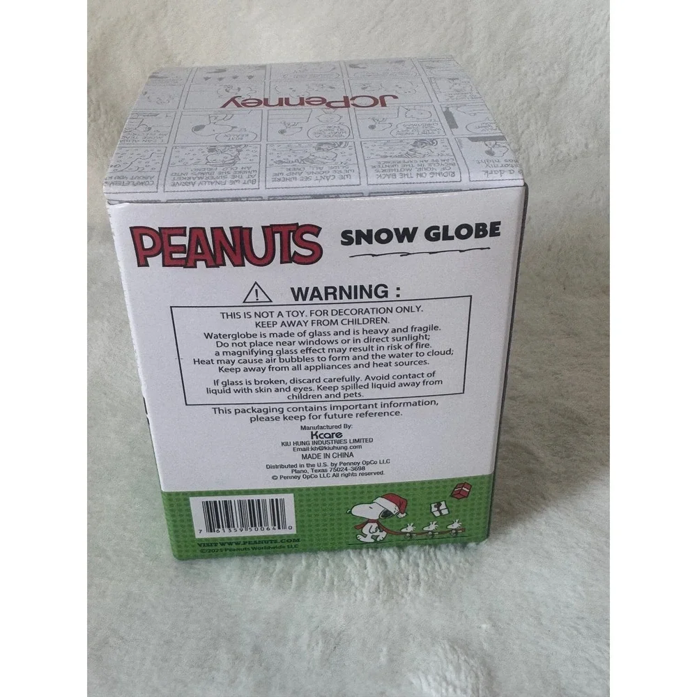 JCPenney Peanuts Snoopy Snow Globe 2025 Red Green New Holiday Decor